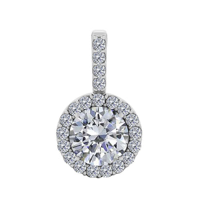 14K Rose White & Yellow Gold 0.65 Carat Natural Diamond Halo Diamond Necklace Pendant With 18" Chain