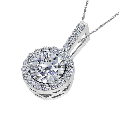 3/8 Carat Natural Diamond Halo Pendant Necklace For Women In 14K Rose White & Yellow Gold With 18" Box Chain