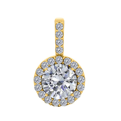 3/8 Carat Natural Diamond Halo Pendant Necklace For Women In 14K Rose White & Yellow Gold With 18" Box Chain