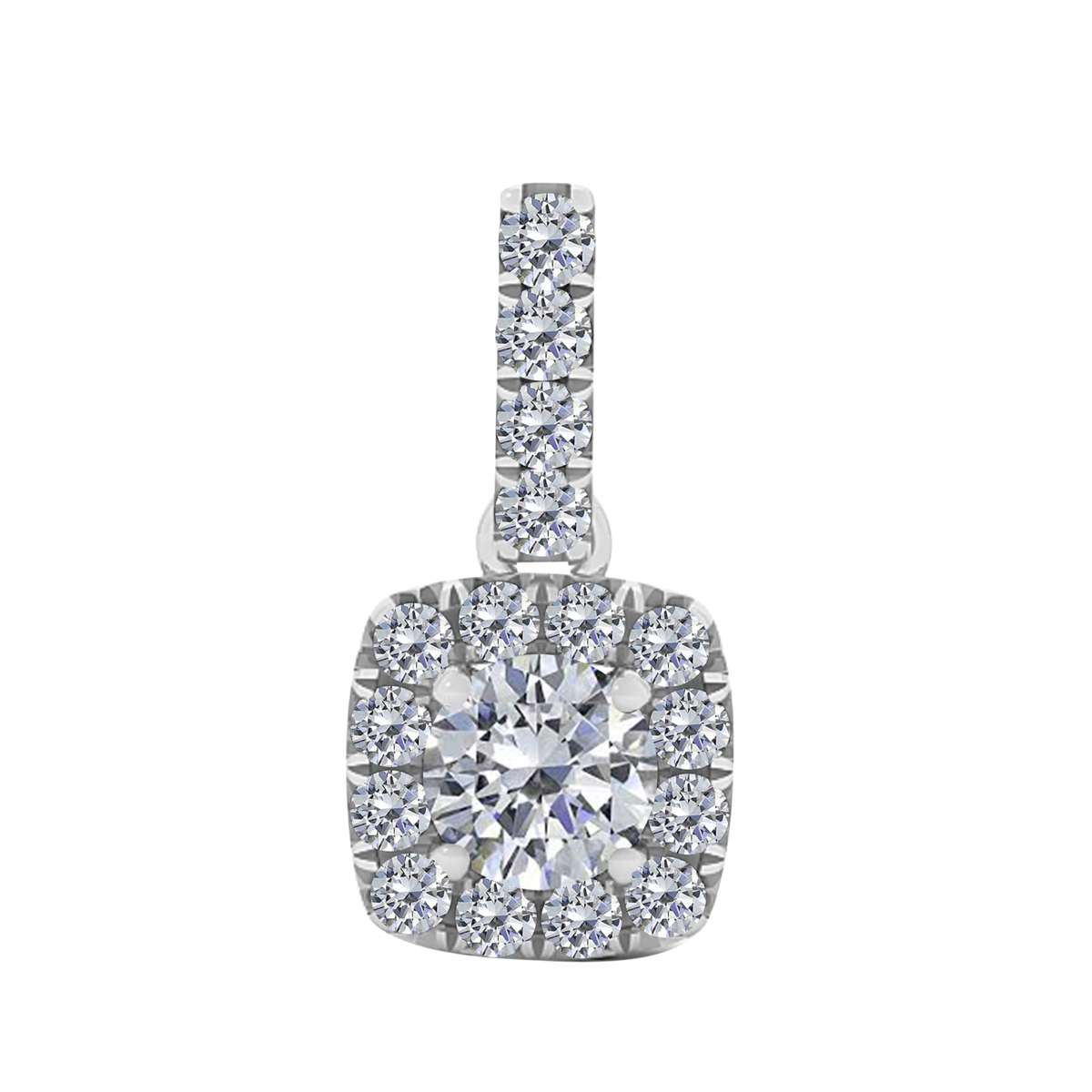 0.75 Carat Halo Natural Diamond Necklace Pendant for Women In 10K Rose White & Yellow Gold With 18" Box Chain