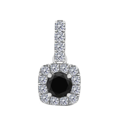 10K Rose White & Yellow Gold 0.75 Carat Halo Black Diamond Pendant Necklace With 18" Box Chain Solid Gold