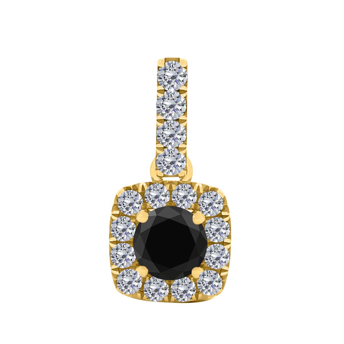 10K Rose White & Yellow Gold 0.75 Carat Halo Black Diamond Pendant Necklace With 18" Box Chain Solid Gold