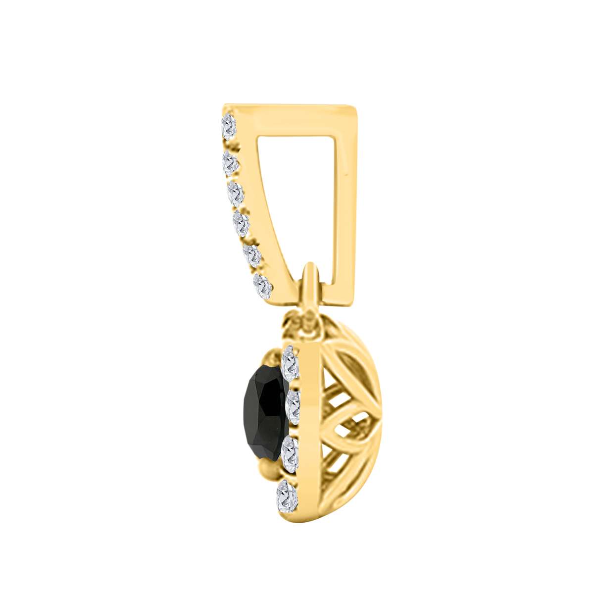 10K Rose White & Yellow Gold 0.75 Carat Halo Black Diamond Pendant Necklace With 18" Box Chain Solid Gold