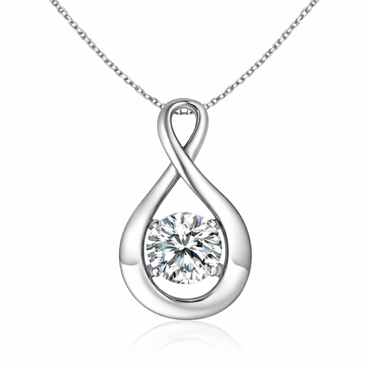 Mauli Jewels 10K White & Yellow Gold 1 Carat Lab Grown Diamond Round Cut Pendant Necklace for Women, E-F VS1 Excellent Cut with 18 Inch Gold Chain