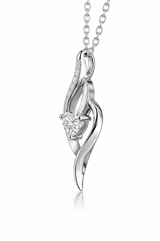 Mauli Jewels 0.85 Carat Lab Grown Diamond Pendant for Women in 10K White and Yellow Gold, Heart Shape Diamond Pendant Necklace, EF VS1 Excellent Cut with 18 Inch Gold Cable Chain