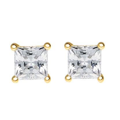 1/5 Carat Princess-Cut Lab-Grown Diamond Square Stud Earrings for Women in 14K White or Yellow Gold