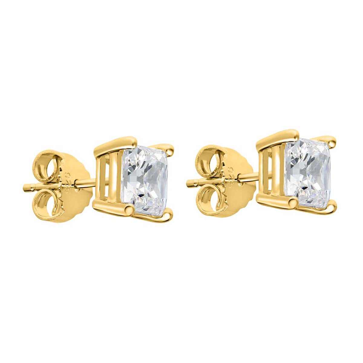 1.00 Carat Princess-Cut Lab-Grown Diamond Square Stud Earrings for Women in 14K White or Yellow Gold