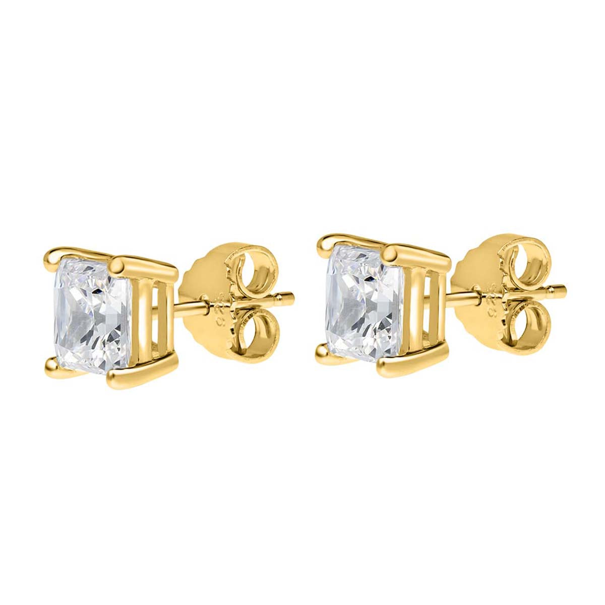 1.00 Carat Princess-Cut Lab-Grown Diamond Square Stud Earrings for Women in 14K White or Yellow Gold