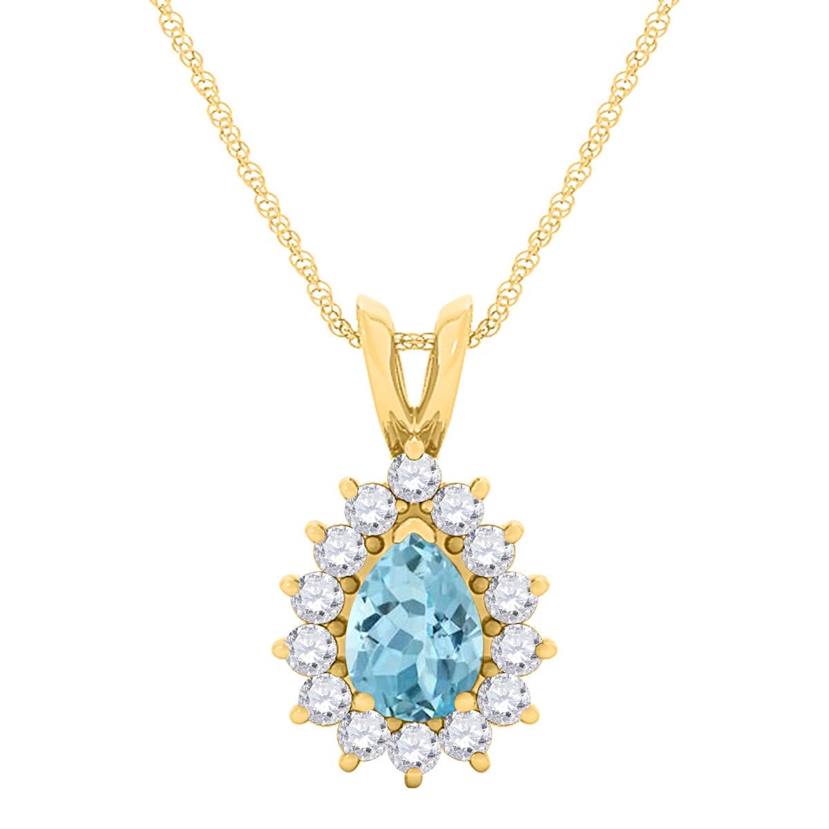 MauliJewels Engagement Necklace for Women 2.21 Carat Beautiful Diamond And Pear Shape Gemstone Pendant 4 prongs 10K Yellow Gold With 18'' Chain