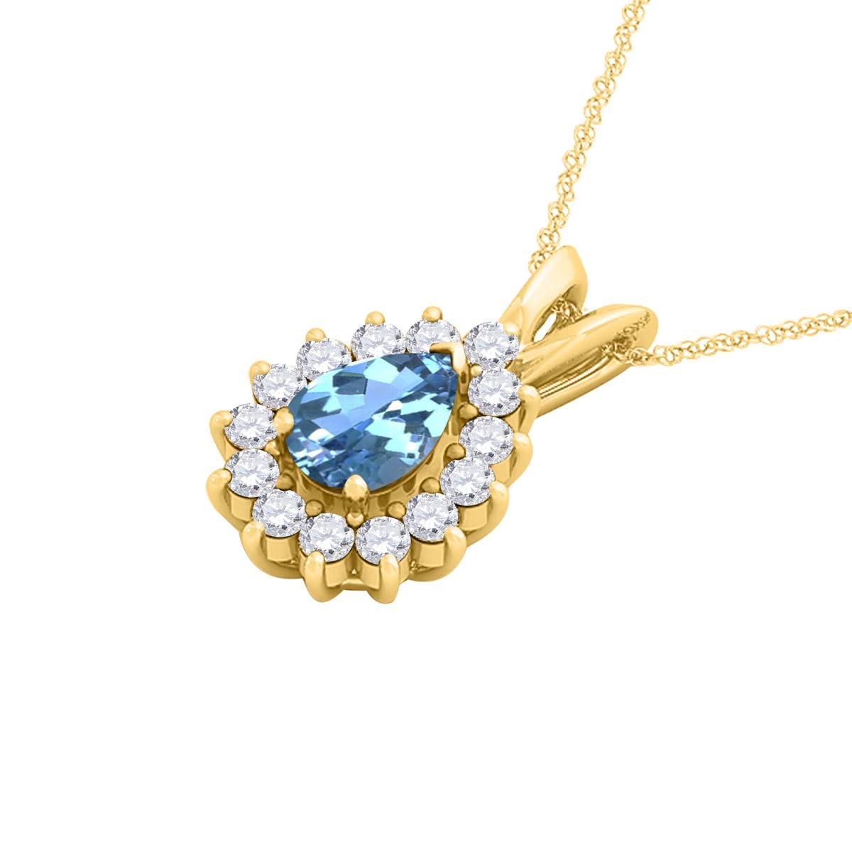 MauliJewels Engagement Necklace for Women 2.21 Carat Beautiful Diamond And Pear Shape Gemstone Pendant 4 prongs 10K Yellow Gold With 18'' Chain