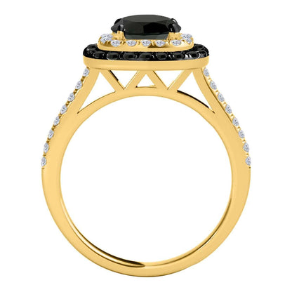 MAULI JEWELS 1.50 Carat Natural Halo Black & White Diamond Engagement Rings In 10K White Rose Yellow Gold