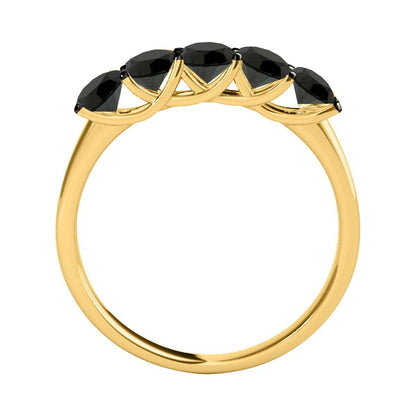 Mauli Jewels 1.00 Carat Five Stone Black Diamond Exquisite Women's Wedding Band Prong-Setting 14K Rose White Yellow Gold