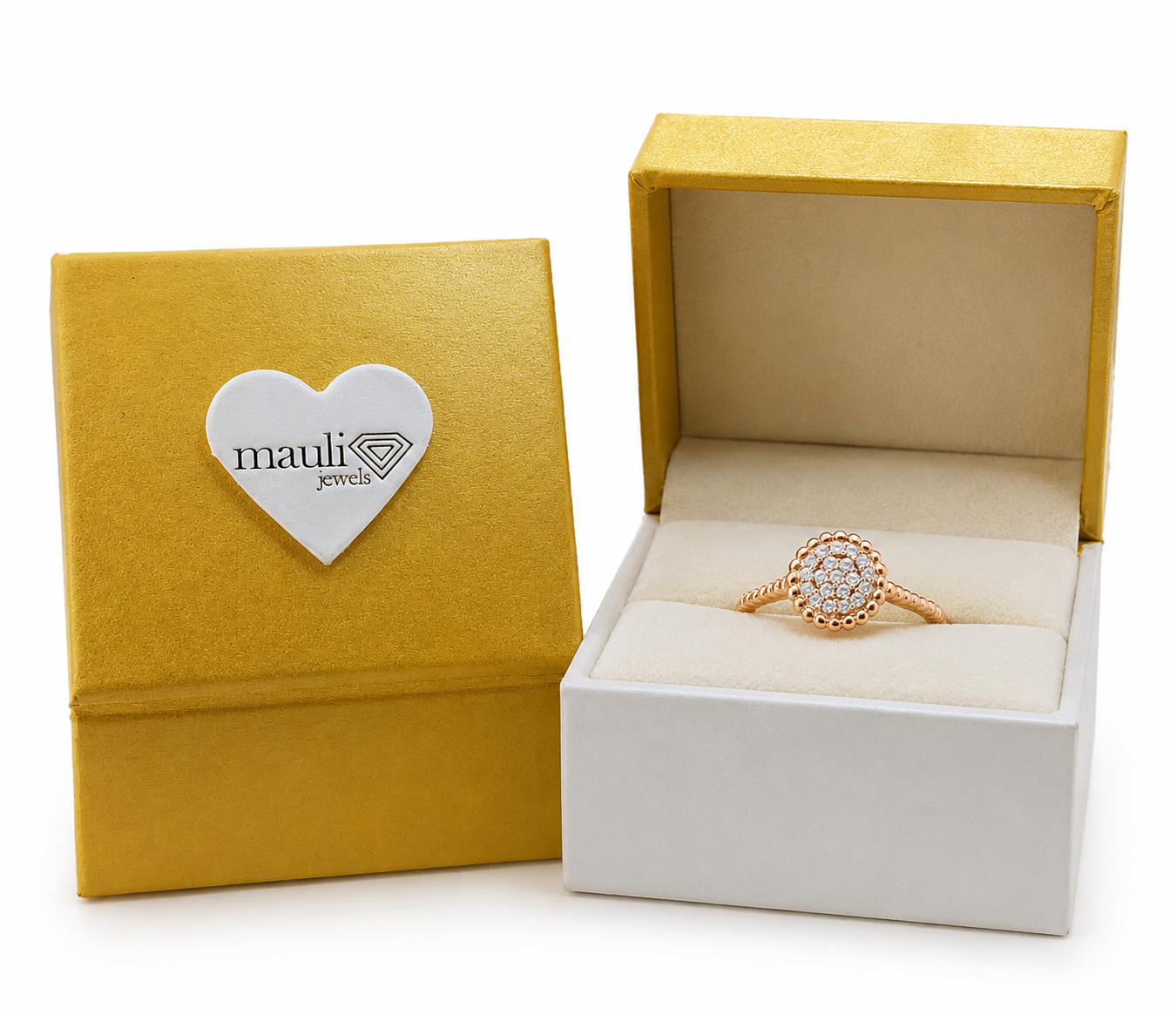 Mauli Jewels Women’s 0.20 Carat Lab Grown Diamond Floral Ring in 10K Rose, White and Yellow Gold Intertwined Flower Design Ring, Engagement Ring - Mauli Jewels