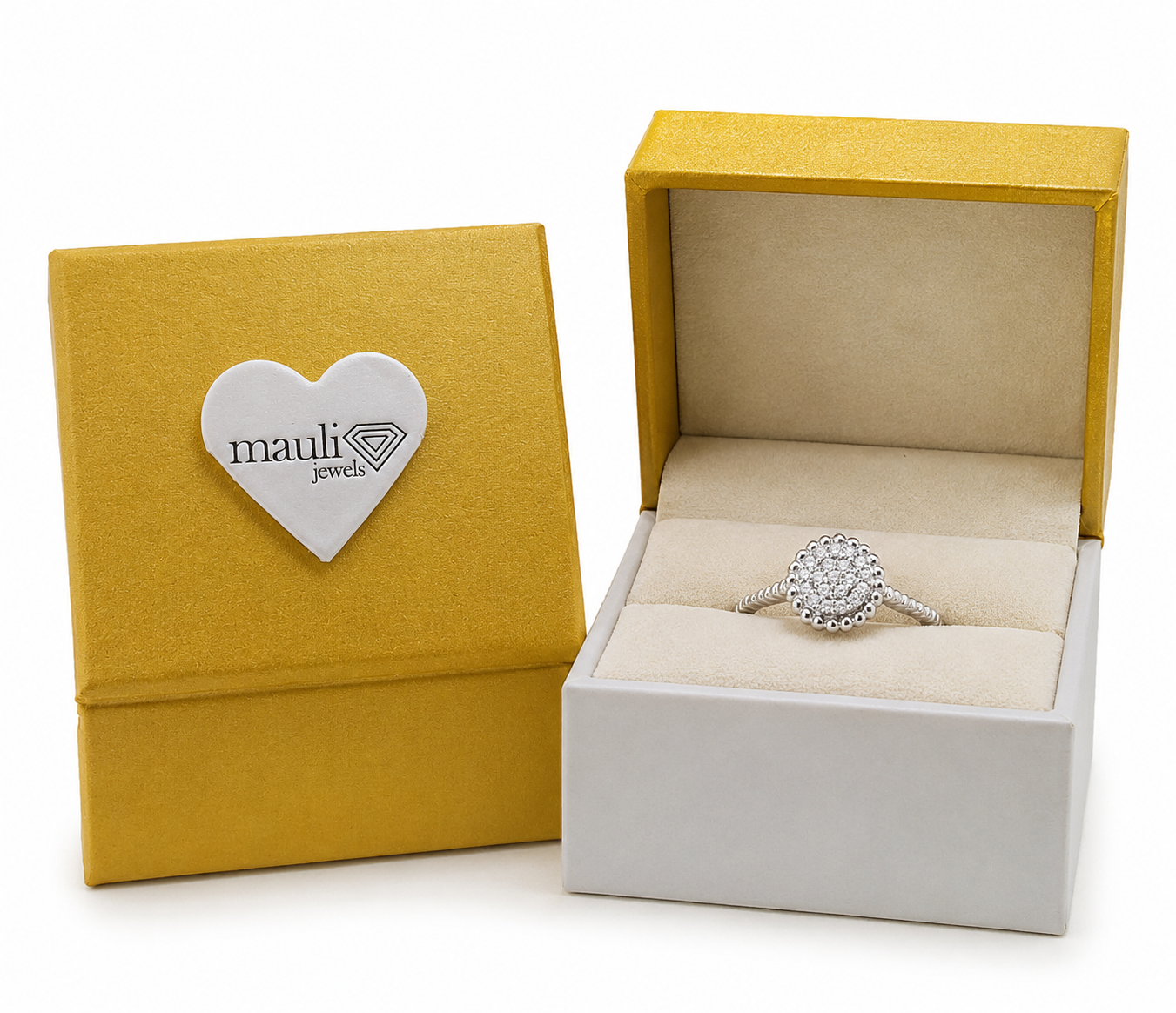 Mauli Jewels Women’s 0.20 Carat Lab Grown Diamond Floral Ring in 10K Rose, White and Yellow Gold Intertwined Flower Design Ring, Engagement Ring - Mauli Jewels
