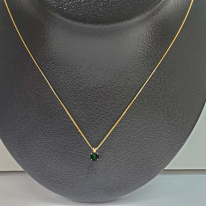 MauliJewels 1.20ct Rainbow Green Moissanite 14k Yellow Gold Solitaire Pendant with Gold Silver Chain