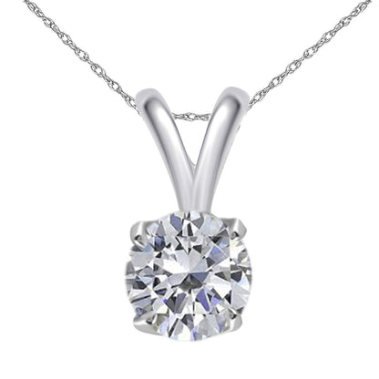 MauliJewels Engagement Necklace for Women 0.60 Carat Round White Diamond Solitaire Pendant 4-prong 14K White Gold Mauli Jewels