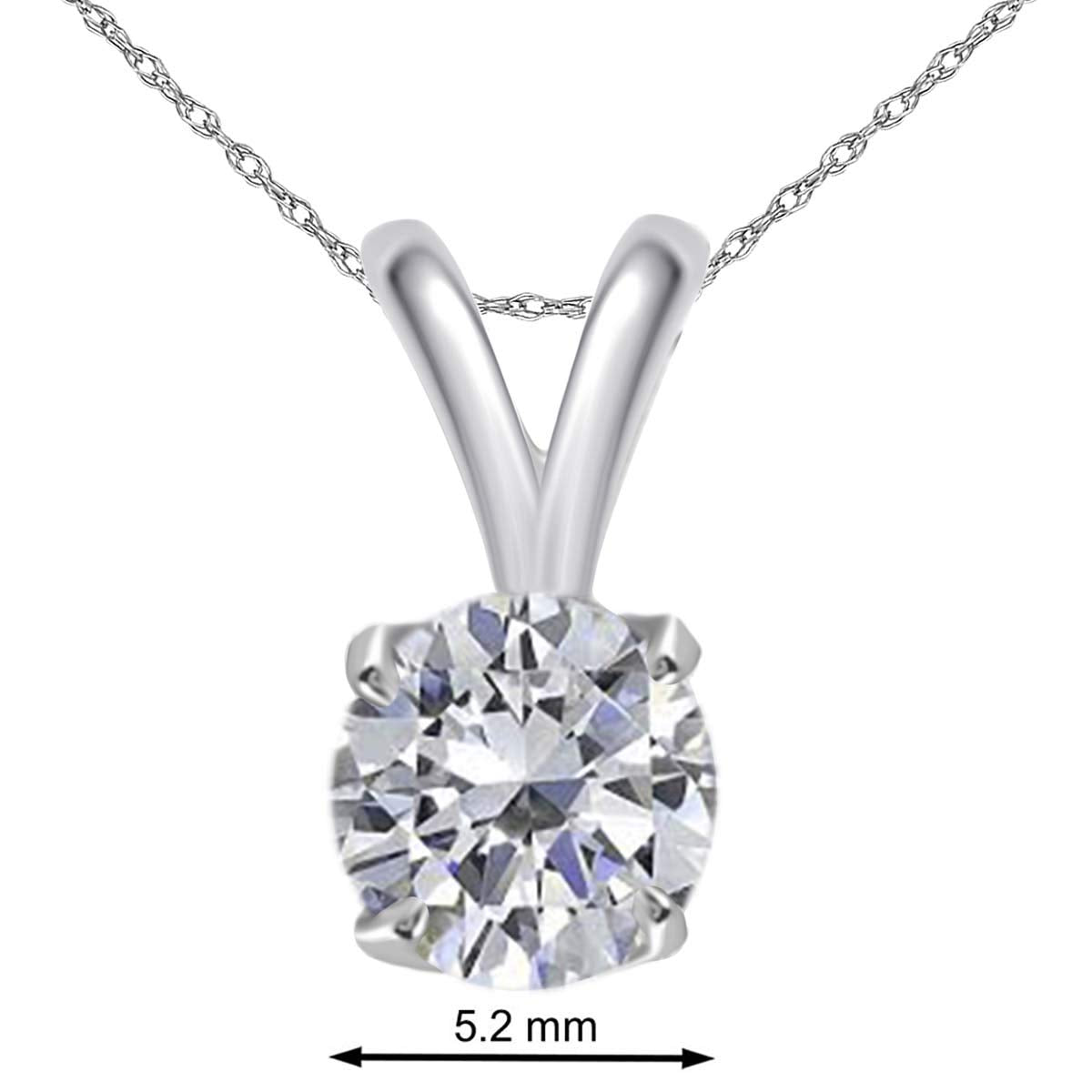 MauliJewels Engagement Necklace for Women 0.60 Carat Round White Diamond Solitaire Pendant 4-prong 14K White Gold Mauli Jewels