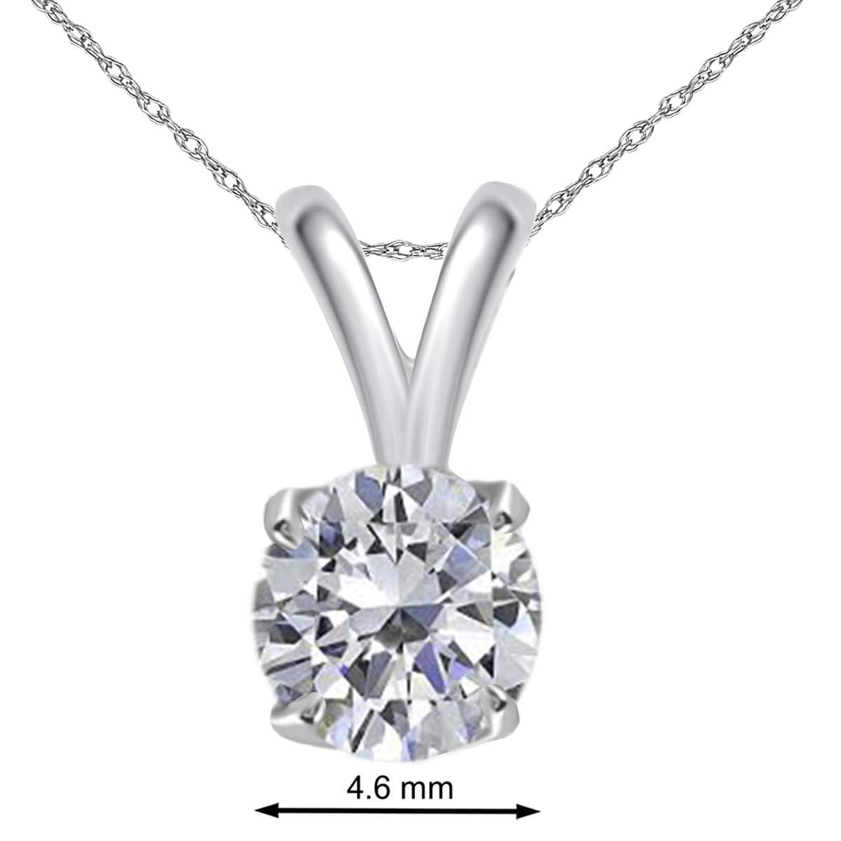 Mauli Jewels Engagement Necklace for Women 0.50 Carat Round White Diamond Solitaire Pendant 4-prong 14K White Gold Mauli Jewels