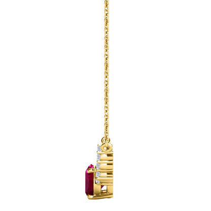 MauliJewels 0.90 Carat Ruby And White Diamond Gemstone Pendant Necklace For Women In 14K Rose White & Yellow Gold With 18" Box Chain