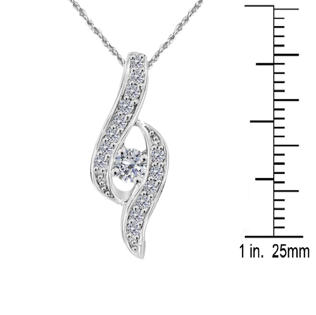 MauliJewels Engagement Necklace for Women 0.25 Carat Simple Diamond Pendant 4 prongs 14K White Gold With 18'' Chain Mauli Jewels