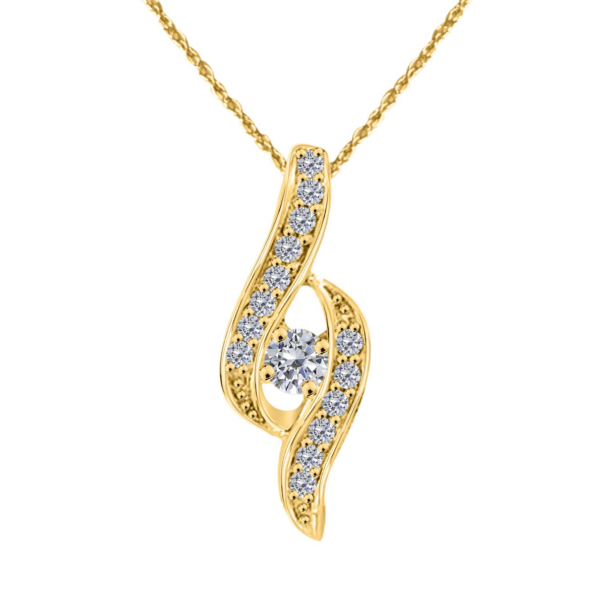 Mauli Jewels Engagement Necklace for Women 0.25 Carat Simple Diamond Pendant 4 prongs 14K Yellow Gold With 18'' Chain Mauli Jewels