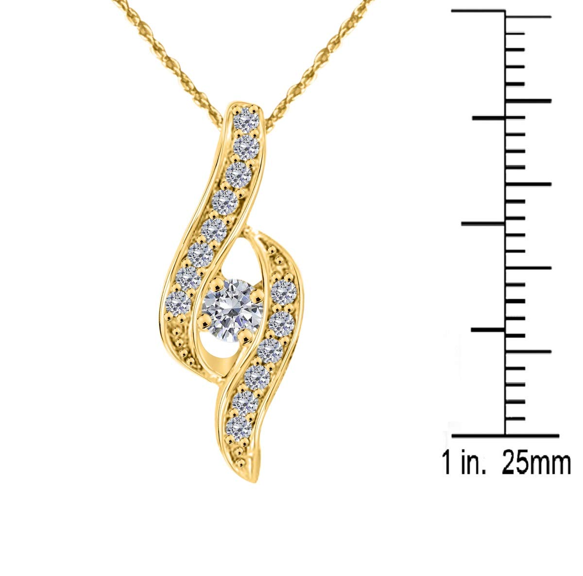 Mauli Jewels Engagement Necklace for Women 0.25 Carat Simple Diamond Pendant 4 prongs 14K Yellow Gold With 18'' Chain Mauli Jewels