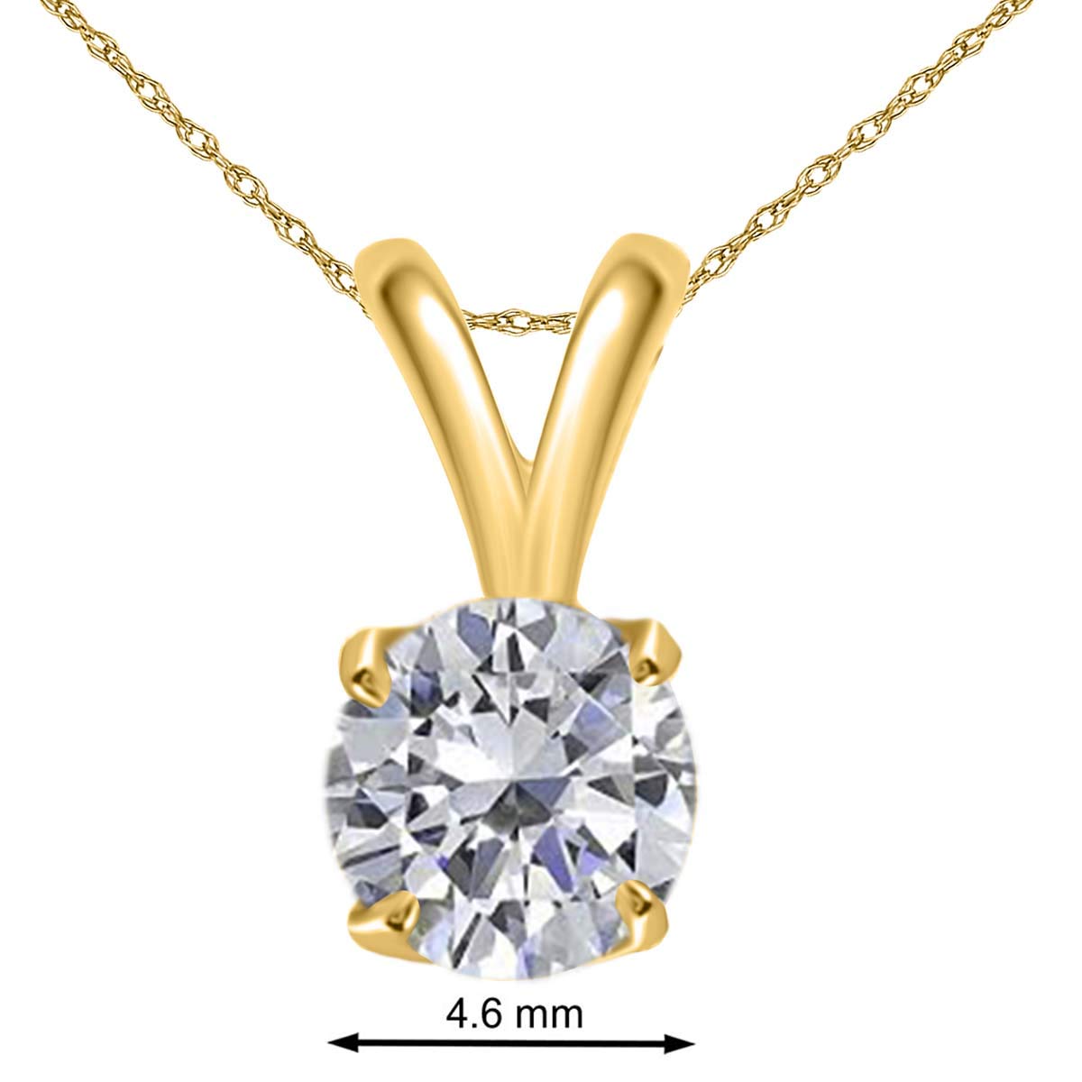 Mauli Jewels Engagement Necklace for Women 0.50 Carat Round White Diamond Solitaire Pendant 4-prong 14K Yellow Gold Mauli Jewels
