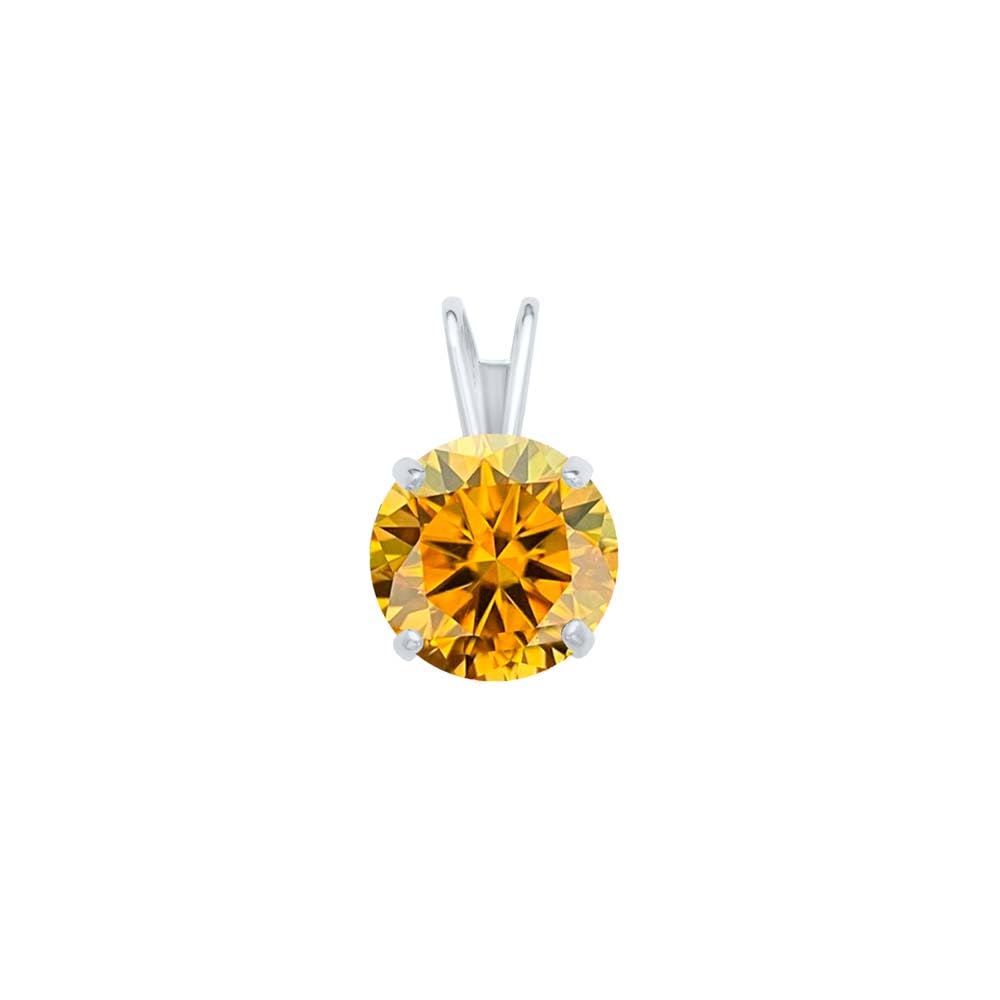 MauliJewels 0.25ct Yellow Moissanite 14k White Gold Solitaire Pendant with Gold Silver Chain