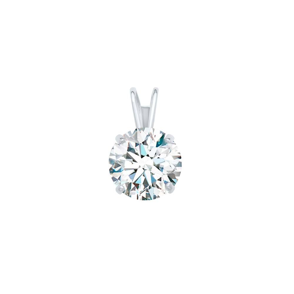 MauliJewels 0.25ct White Moissanite 14k White Gold Solitaire Pendant with Gold Plated Silver Chain