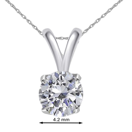 Mauli Jewels Engagement Necklace for Women 0.40 Carat Round White Diamond Solitaire Pendant 4-prong 14K White Gold