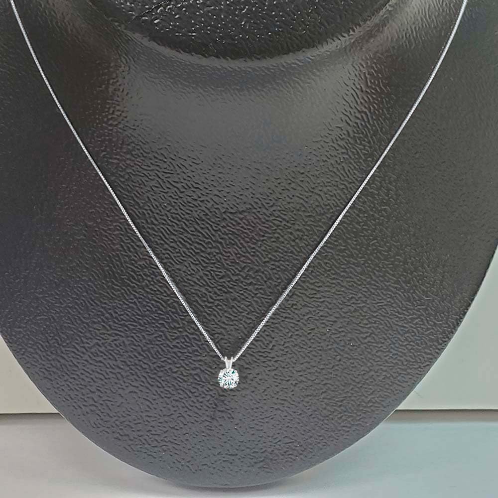 MauliJewels 0.25ct White Moissanite 14k White Gold Solitaire Pendant with Gold Plated Silver Chain