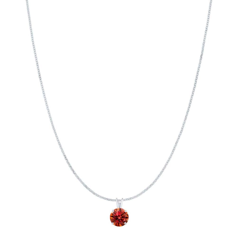 MauliJewels 0.25ct Watermelon Moissanite 14k White Gold Solitaire Pendant with Gold Plated Silver Chain