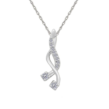 MauliJewels Engagement Necklace for Women 0.25 Carat Swirl Diamond Pendant 4 prongs 10K White Gold With 18'' Chain Mauli Jewels