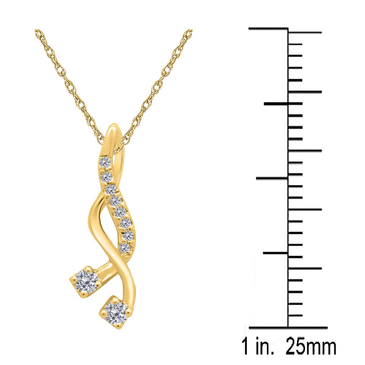 MauliJewels Engagement Necklace for Women 0.25 Carat Swirl Diamond Pendant 4 prongs 10K Yellow Gold With 18'' Chain Mauli Jewels