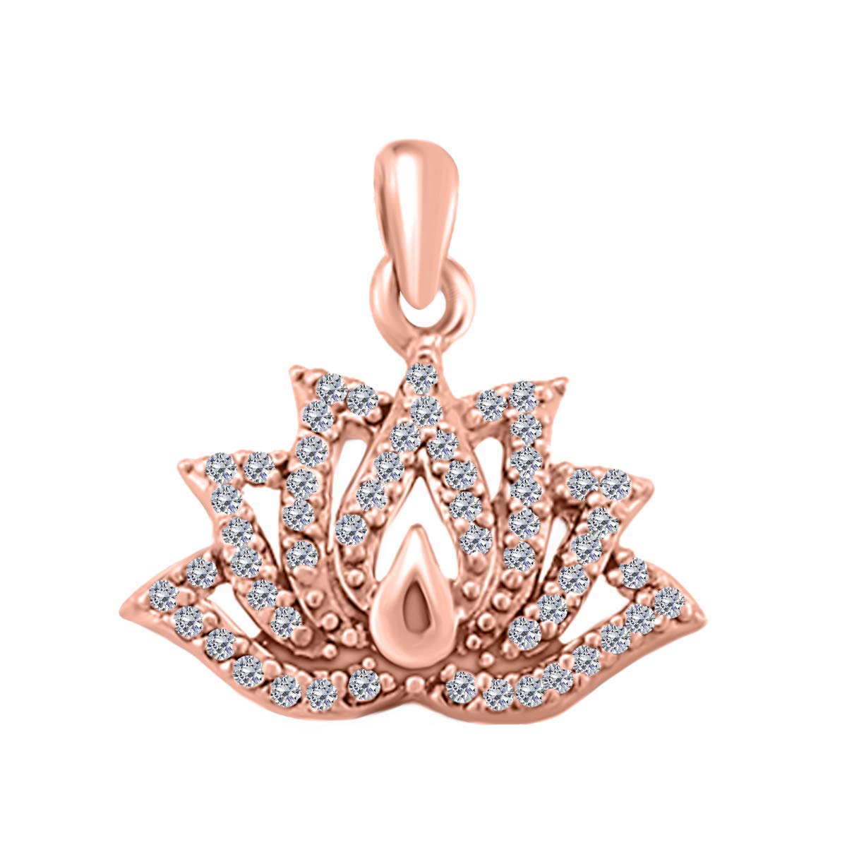 MauliJewels Engagement Necklace Women 0.20 Carat Unique Lotus Diamond Pendant 4 Prong-Setting 10K Gold With 18'' Chain Mauli Jewels