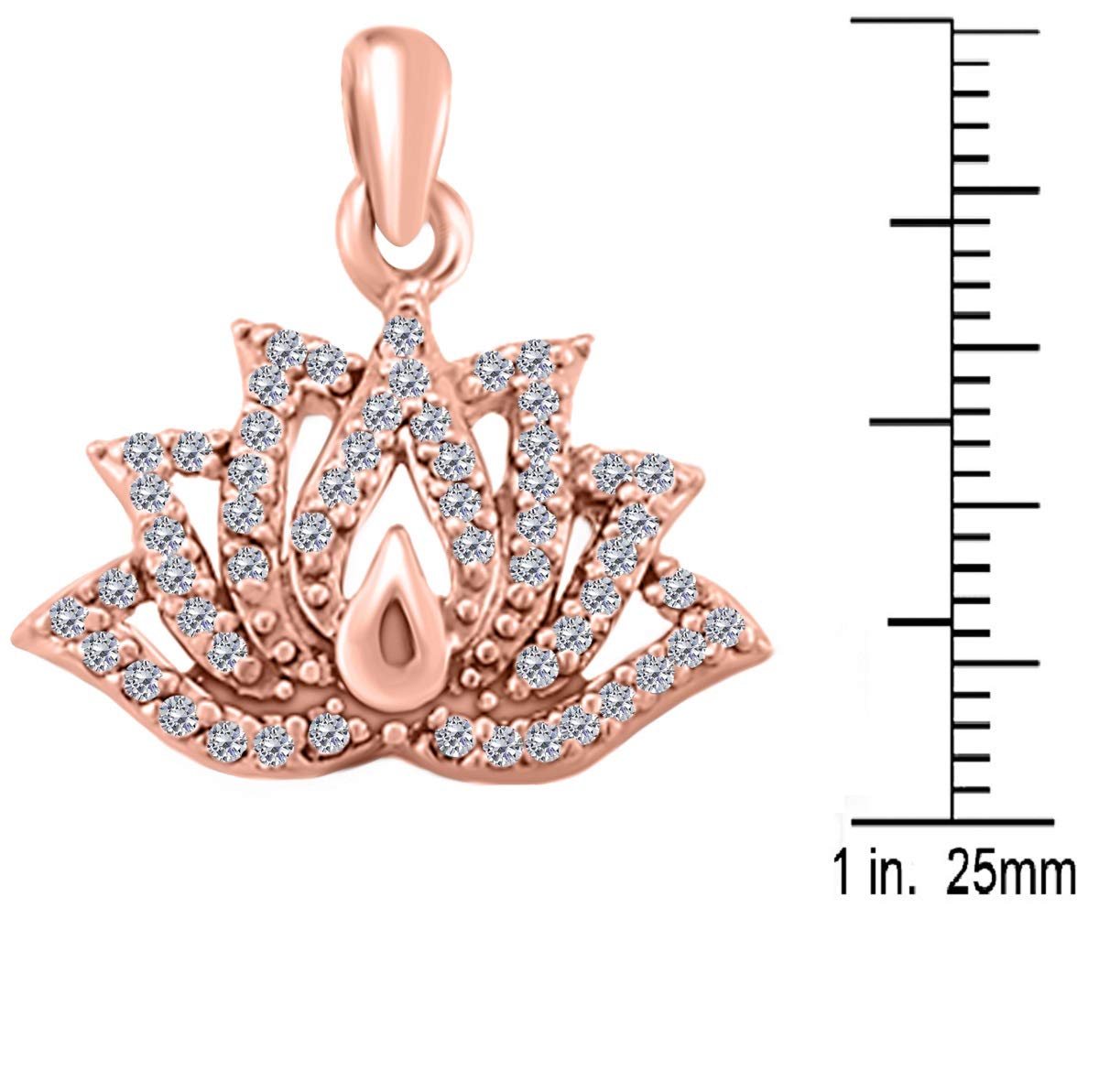 MauliJewels Engagement Necklace Women 0.20 Carat Unique Lotus Diamond Pendant 4 Prong-Setting 10K Gold With 18'' Chain Mauli Jewels