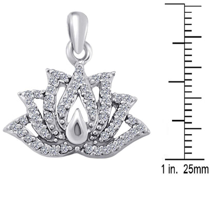 MauliJewels Engagement Necklace Women 0.20 Carat Unique Lotus Diamond Pendant 4 Prong-Setting 10K Gold With 18'' Chain Mauli Jewels