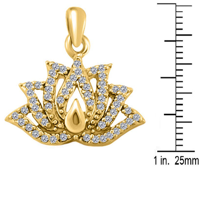 MauliJewels Engagement Necklace Women 0.20 Carat Unique Lotus Diamond Pendant 4 Prong-Setting 10K Gold With 18'' Chain Mauli Jewels