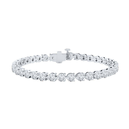Mauli Jewels 5.00 Carat Lab Grown Diamond Tennis Bracelet for Women, 7 Inch 3-Prong Setting FG Color VS1-VS2 in 14K Gold