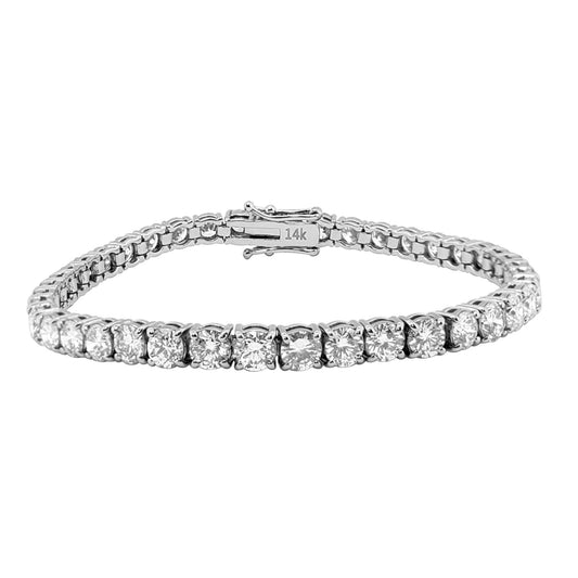 3.25 Carat Natural Round Brilliant-Cut Diamond Tennis Bracelet for Women in 14K Solid White Gold Mauli Jewels