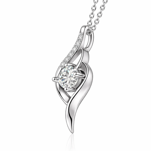 Mauli Jewels 1.06 Carat Lab Grown Diamond Pendant Necklace for Women in 10K White & Yellow Gold, Round Cut EF VS1 Excellent Cut Diamond with 18 Inch Cable Chain