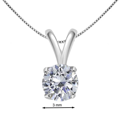 0.20 Carat Natural Diamond Solitaire Pendant For Women In 14K Solid White & Yellow Gold With Box Chain