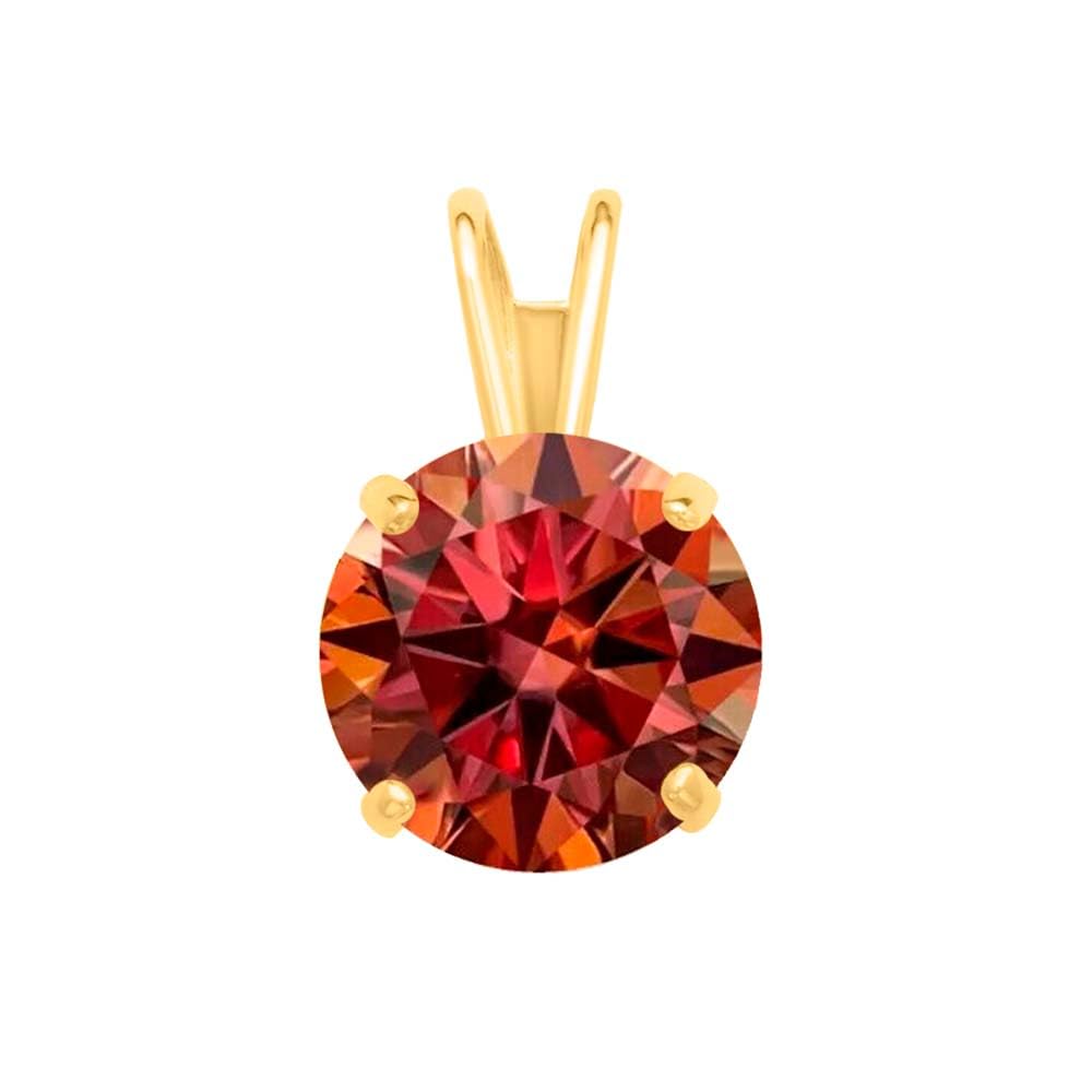 MauliJewels 2.00ct Watermelon Moissanite 14k Yellow Gold Solitaire Pendant with Gold  Silver Chain Mauli Jewels