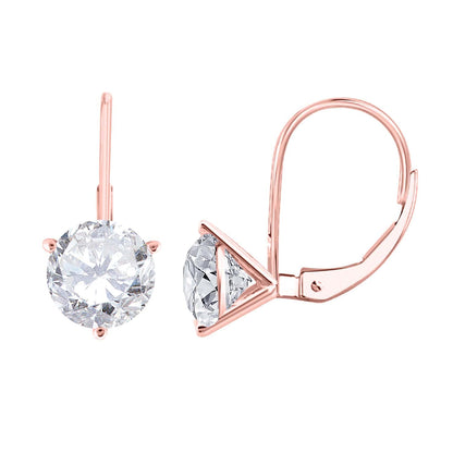 MauliJewels 0.60 Carat 3-Prong Round White Diamond Martini Leverback Earrings 14K Rose White Yellow Gold Mauli Jewels