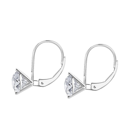 MauliJewels 0.60 Carat 3-Prong Round White Diamond Martini Leverback Earrings 14K Rose White Yellow Gold Mauli Jewels