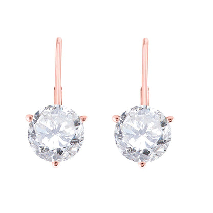 MauliJewels 0.60 Carat 3-Prong Round White Diamond Martini Leverback Earrings 14K Rose White Yellow Gold Mauli Jewels