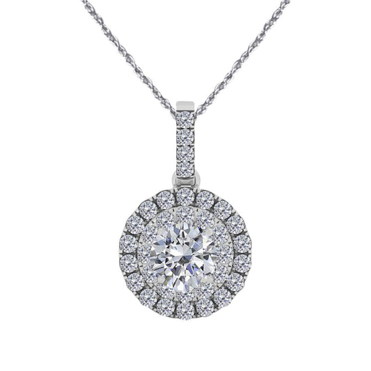 MauliJewels Necklace for Women 0.76 Carat White Diamond Pendant With Shared-Prong-Setting 14K Gold Jewelry Collection Mauli Jewels