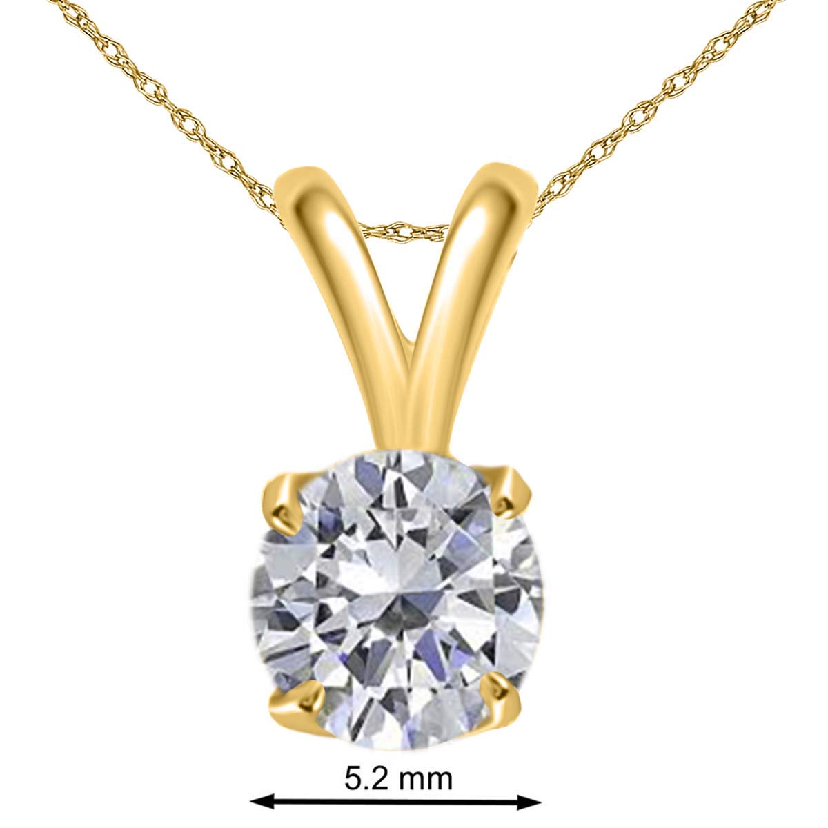 Mauli Jewels Engagement Necklace for Women 0.60 Carat Round White Diamond Solitaire Pendant 4-prong 14K Yellow Gold Mauli Jewels