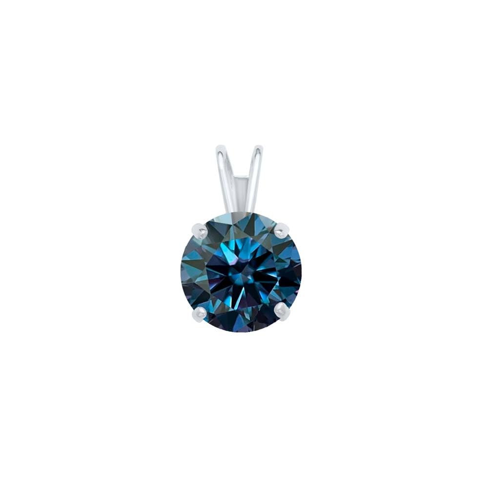 MauliJewels 0.25ct Blue Diamond Moissanite 14k White Gold Solitaire Pendant with Gold Plated Silver Chain Mauli Jewels