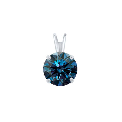 MauliJewels 0.50ct Blue Diamond Moissanite 14k White Gold Solitaire Pendant with Gold Silver Chain